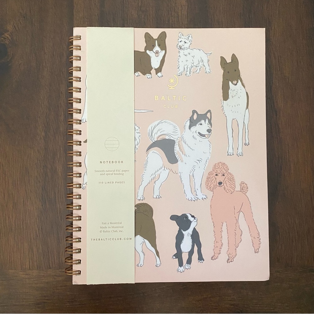 Baltic Club spiral bond 110 lined pages notebook dogs cover NEW